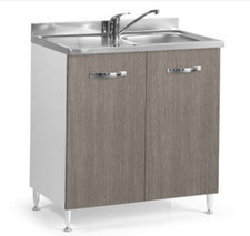 Mobile Base per Cucina con 2 Ante Sottolavello Solo Cassa o Lavabo Moderno Olmo