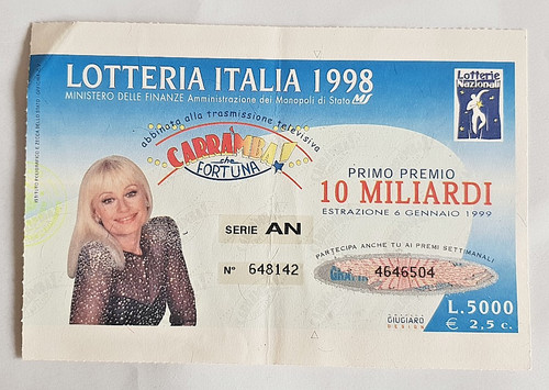 Biglietti lotteria italia 1998 - biglietti,