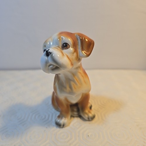Vintage bone china boxer puppy - bone,