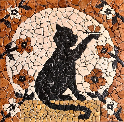 Gatto con farfalla rosone - gatto,