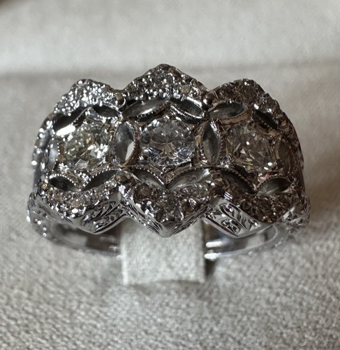 Anello satinato oro bianco - satinato, in