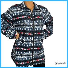 Felpa in pile da donna con zip senza cappuccio fantasia termica calda Nera L XL