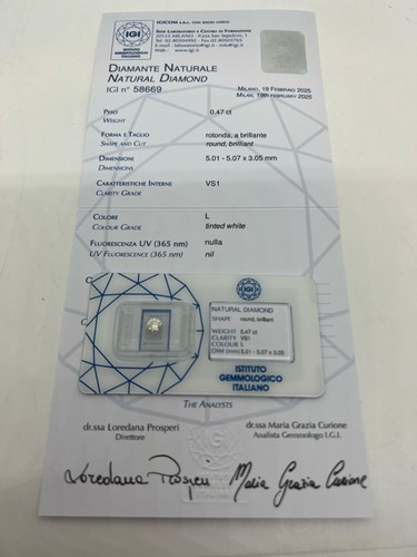 Diamante certificato igi - certificato,