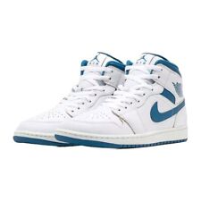 Air Jordan 1 Mid sneaker scarpe da ginnastica bianco blu (FN5215-141) NUOVE