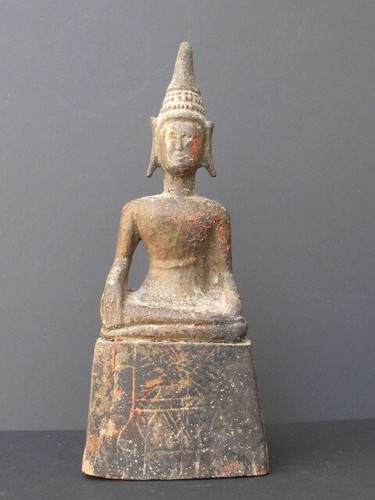 Antico budda legno - budda, laos