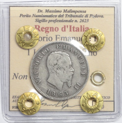 Regno italia lira - d'italia, 1863