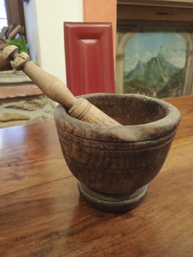 Mortaio legno antico - mortaio,