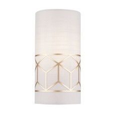 Applique Contemporanea Messina Metallo Oro 1 Luce Diffusore Lino Su Pvc