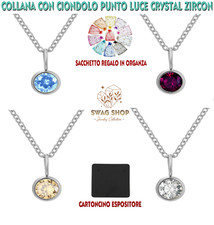 collana ciondolo punto luce acciaio inox argento rodiato crystal