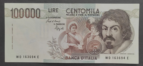 100000 lire caravaggio - lire, 1°