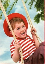 Cartolina bambino su altalena