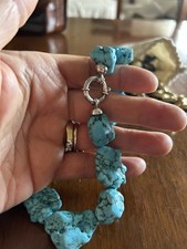 bel Girocollo In Turchese, Chiusura Argento 925