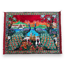 ARAZZO DA PARETE IN VELLUTO  - VINTAGE ANNI '70 - COPPIA PAVONI - 152 x 118 cm