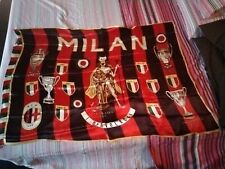 Grande BANDIERA AC MILAN CALCIO ANNI 70 Vintage Angolo  Sfilacciatto