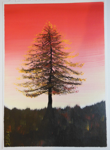Larice rosso quadro olio - il,