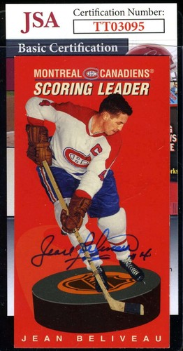 Autografo jean beliveau jsa - beliveau,