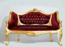 Poltrona Divano Impero Barocco legno oro velluto bordeaux Swarovski Ar8789
