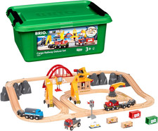 World - Set Deluxe Ferrovia E Trasporto Merci, Set Costruzioni Trenino in Legno 