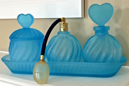 French blue glass perfume - french,