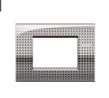 BTICINO LNC4803NE Placca colore CROMO (quadrettata) 3 Posti LIVING LIGHT AIR