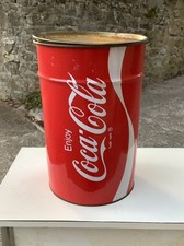 BIDONE LATTA CONTENITORE SGABELLO POUF  COCA COLA VINTAGE