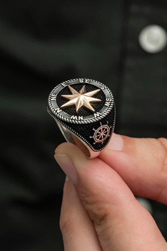 Anello uomo bussola nautica