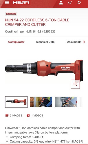 Hilti ncr 22 crimpatrice - 60, d-22