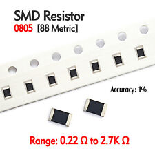 0805 SMD Resistenza Pellicola Chip Montaggio Superficiale 1% E88 Valori Range 0.22R - 2.7K Ohm