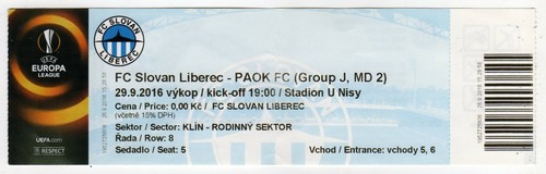 Biglietto slovan liberec - biglietto,