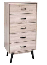 CASSETTIERA MODERNA SETTIMINO 5 CASSETTI LEGNO ROVERE SBIANCATO LEGNO h118*60*40