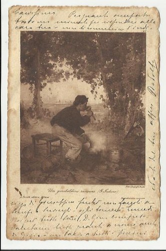 Antica cartolina artistica - artistica, un