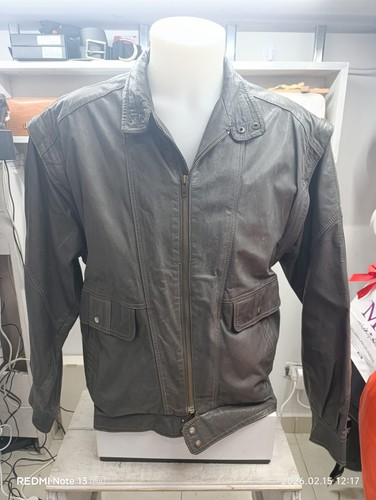 Giacca pelle uomo - pelle, grigio