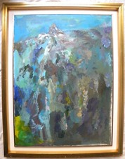 Ernesto TRECCANI (Milano 1920-2009) MONTAGNA splendido olio su TELA cm 80x60