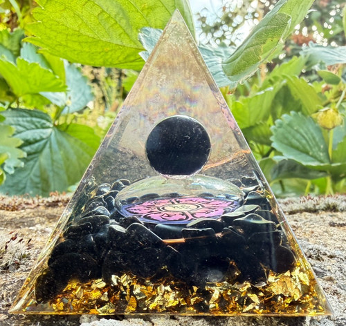 Piramide orgonite ossidiana - piramide,