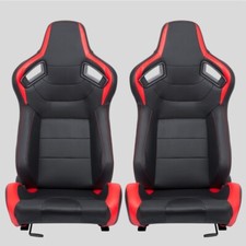 Coppia Sedili sportivi avvolgenti auto  Recaro replica nero/rosso Carbonio N770