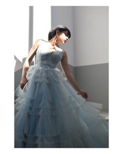 Abito Lungo Azzurro Donna 42 Tulle Matrimonio Sposa Damigella Elie Saab 