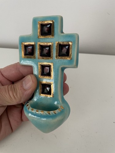 Bénitier faience bleu - ,