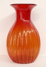 VASO d'epoca rosso ed arancione in Vetro di Murano soffiato anni '30