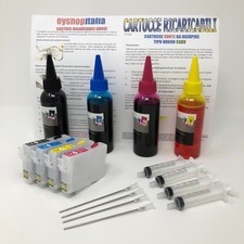 CARTUCCE RICARICABILI COMPATIBILI + 400ML INCHIOSTRO PER EPSON STAMPANTE XP-322