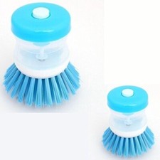 2X SPAZZOLA LAVA PIATTI PENTOLE STOVIGLIA CON DISPENSER DI DETERSIVO SAPONE