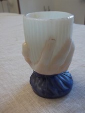 mano reggente candela VASO portacandela OPALINO  VINTAGE primi del 900
