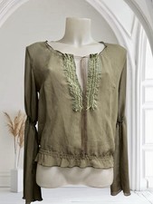 Claru’ Maglia Shirt Donna Verde Kaki Perle Tulle Crepe