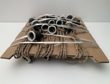 Vecchia Luminaria 25 Luci Portalampadine E 27 Ottone Ceramica  13 Mt ca Anni 50