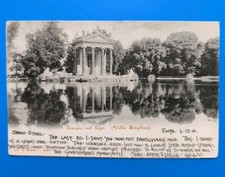 ROMA TEMPIO SUL LAGO VILLA BORGHESE D’EPOCA ANTICA VIAGGIATA 1901 – CARTOLINA BN