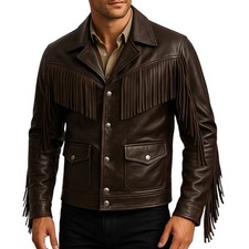 Giacca uomo vera pelle frange