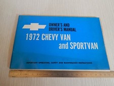 MANUALE USO MANUTENZIONE ORIGINALE 1972 CHEVY CHEVROLET VAN SPORTVAN IN INGLESE