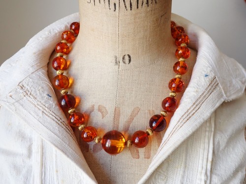 Baltic amber gold beads - amber,