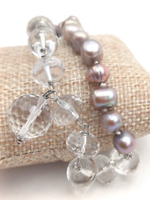 PERLE COLTIVATE E CRISTALLO DI ROCCA - COLLANA GIROCOLLO