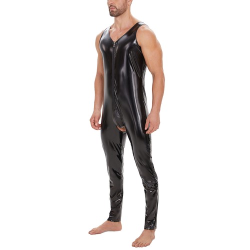 Tuta uomo wetlook pvc pelle - tuta,
