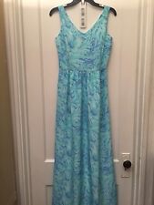 VINEYARD VINES MAXI ABITO SMANICATO BLU FLOREALE NEWT TAGLIA 0